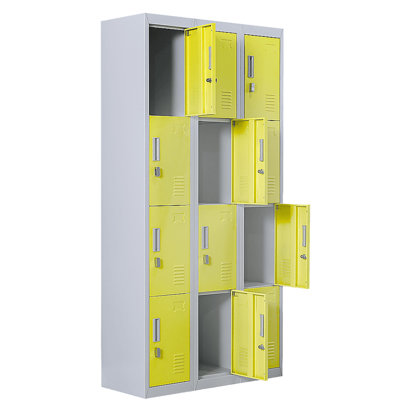 12-Door Locker for Office Gym Shed School Home Storage - Padlock-operated Payday Deals