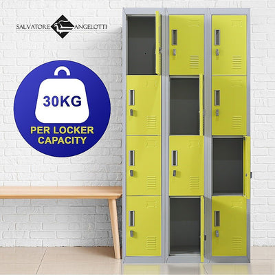 12-Door Locker for Office Gym Shed School Home Storage - Padlock-operated Payday Deals