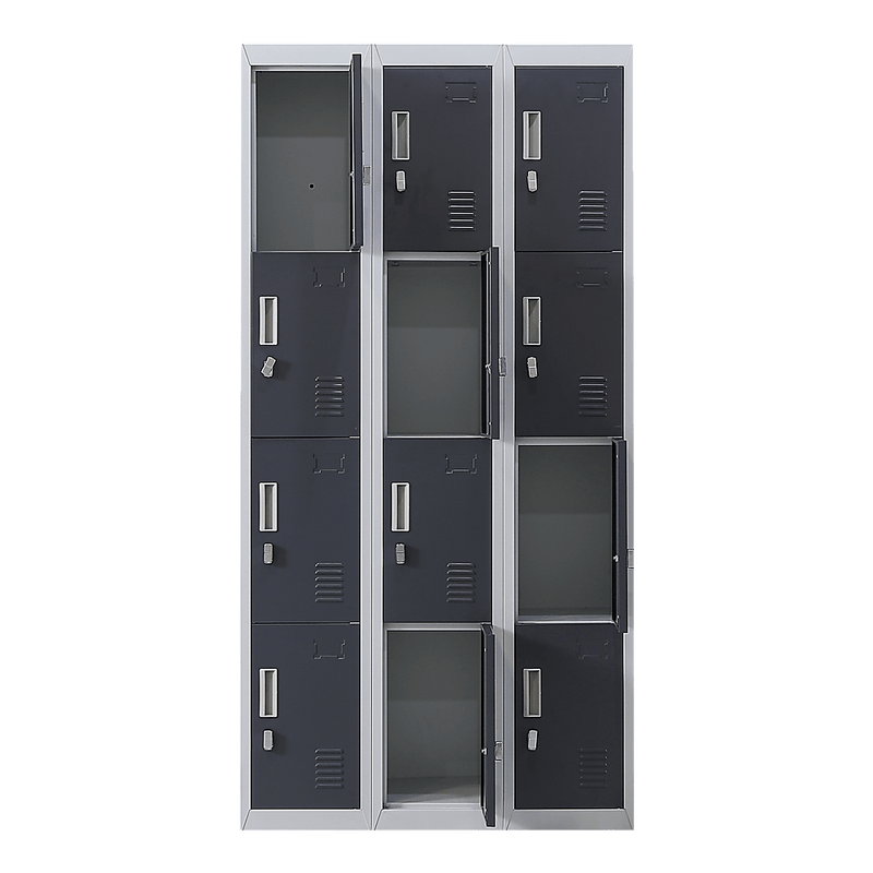 12-Door Locker for Office Gym Shed School Home Storage - Padlock-operated Payday Deals