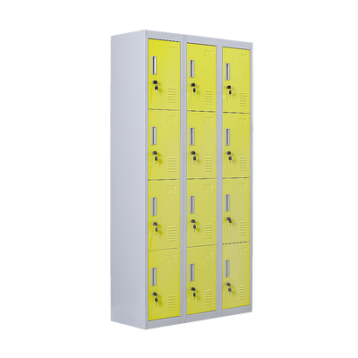 12-Door Locker for Office Gym Shed School Home Storage - Standard Lock with 2 Keys