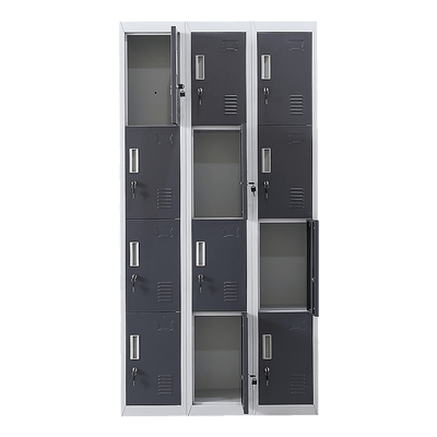 12-Door Locker for Office Gym Shed School Home Storage - Standard Lock with Keys Payday Deals