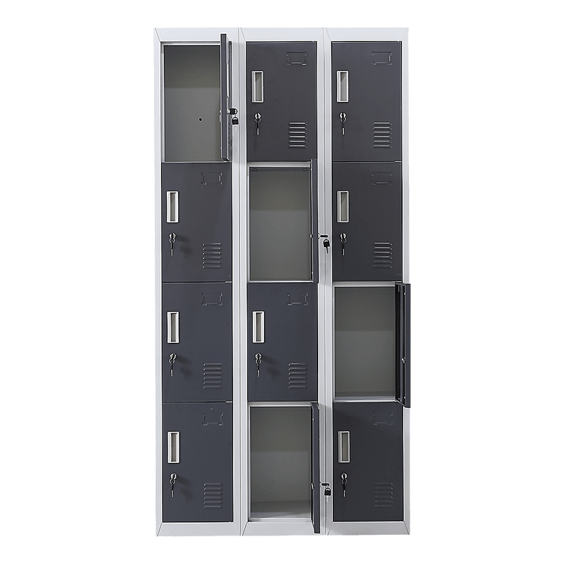 12-Door Locker for Office Gym Shed School Home Storage - Standard Lock with Keys Payday Deals