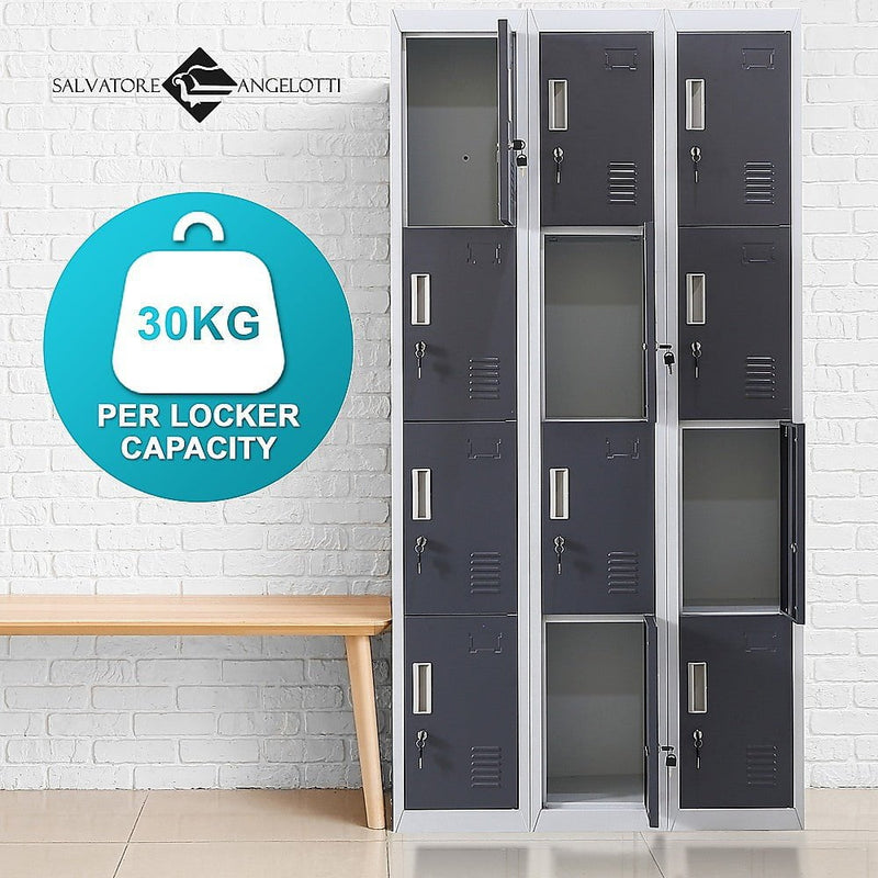 12-Door Locker for Office Gym Shed School Home Storage - Standard Lock with Keys Payday Deals