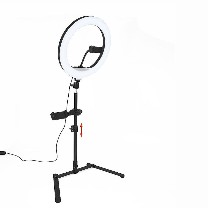 12 Inch LED Video Ring Light with Tabletop Light Stand and Phone Holder Black Payday Deals