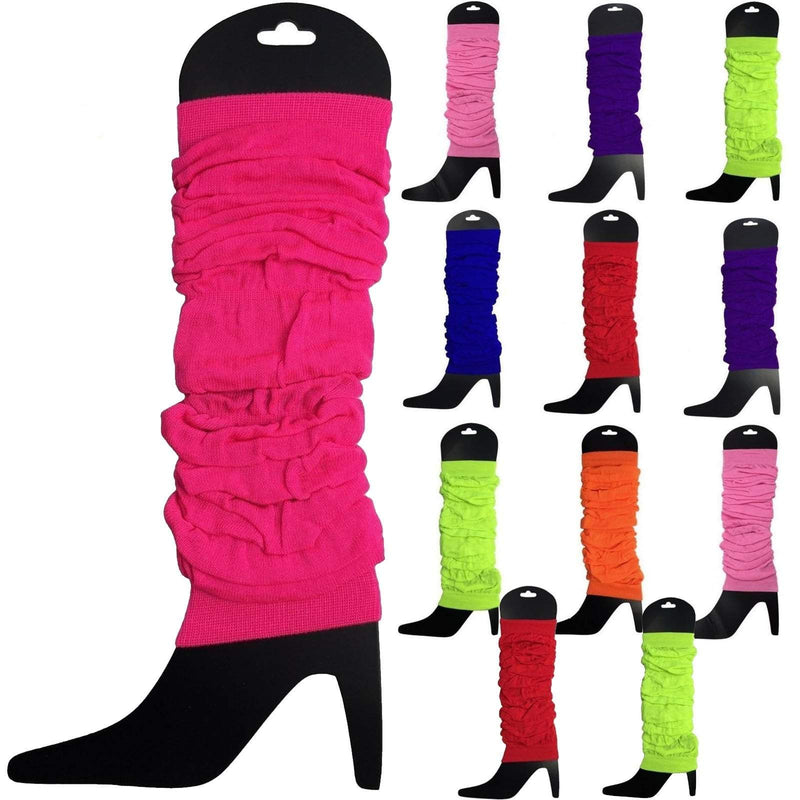 12 LEG WARMERS Knitted Womens Neon Party Knit Ankle Fluro Dance Costume 80s BULK Payday Deals