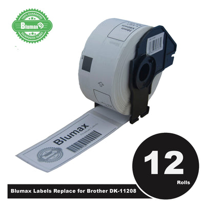 12 Pack Blumax Alternative Large Address White labels for Brother DK-11208 38mm x 90mm 400L