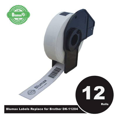 12 Pack Blumax Alternative Multi-Purpose Address White labels for Brother DK-11204 17mm x 54mm 400L