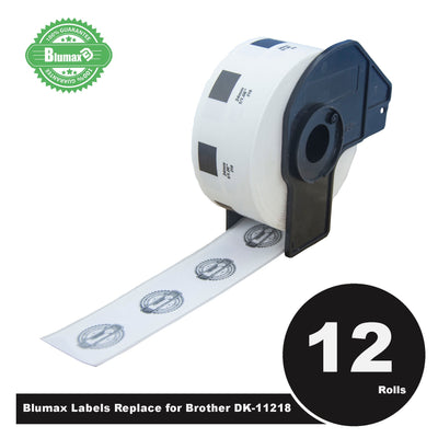 12 Pack Blumax Alternative Round White labels for Brother DK-11218 24mm Diameter