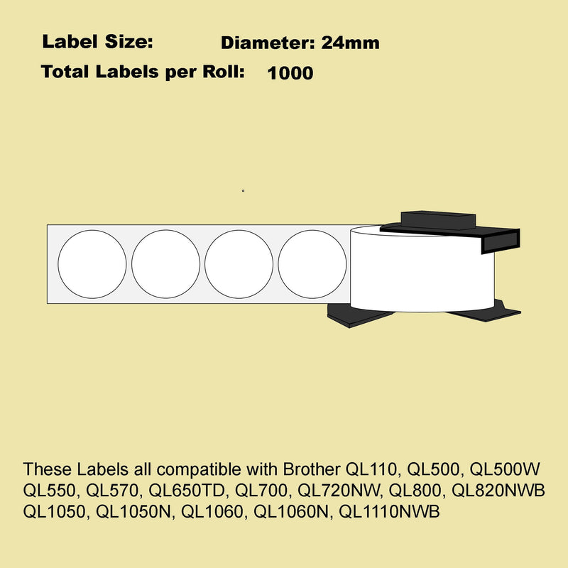 12 Pack Blumax Alternative Round White labels for Brother DK-11218 24mm Diameter Payday Deals