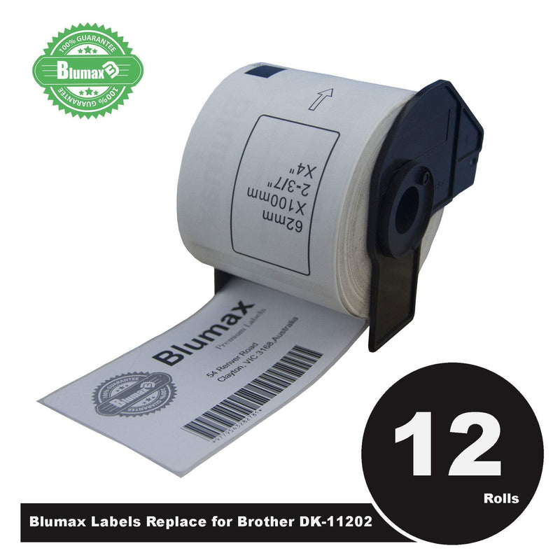 12 Pack Blumax Alternative Shipping White labels for Brother DK-11202 62mm x 100mm 300L Payday Deals