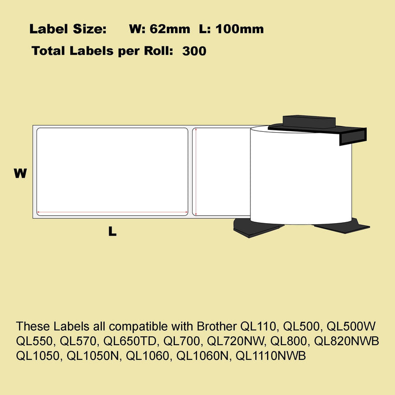 12 Pack Blumax Alternative Shipping White labels for Brother DK-11202 62mm x 100mm 300L Payday Deals