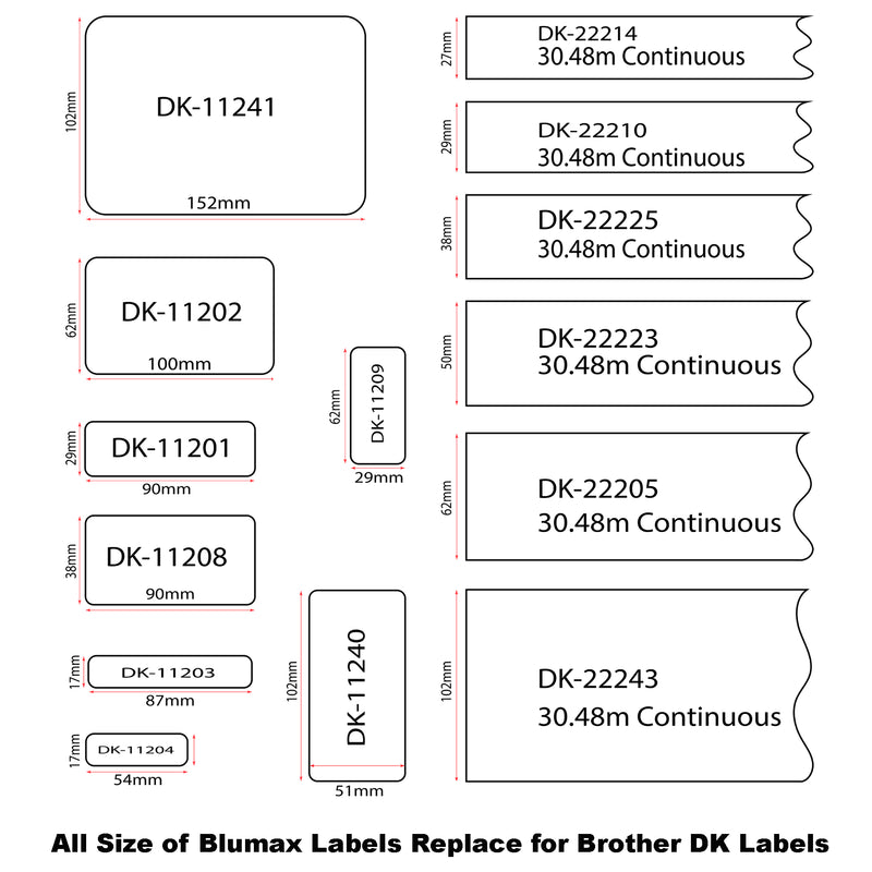 12 Pack Blumax Alternative Shipping White labels for Brother DK-11202 62mm x 100mm 300L Payday Deals