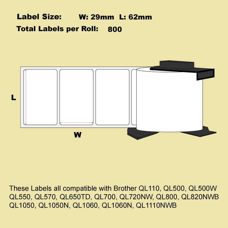 12 Pack Blumax Alternative Small Address White labels for Brother DK-11209 62mm x 29mm 800L Payday Deals