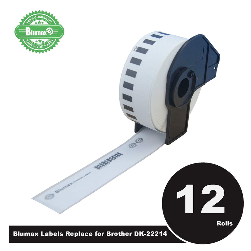 12 Pack Blumax Alternative White labels for Brother DK-22214 12mm x 30.48m Continuous Length Payday Deals