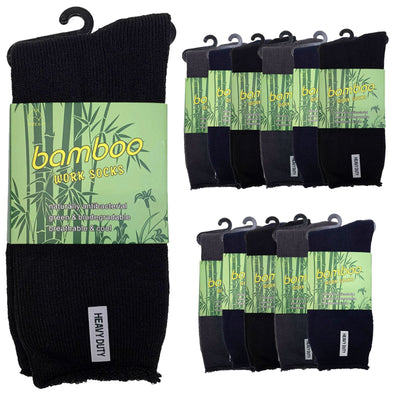 12 Pairs PREMIUM BAMBOO SOCKS Men's Heavy Duty Thick Work Socks Cushion BULK Payday Deals