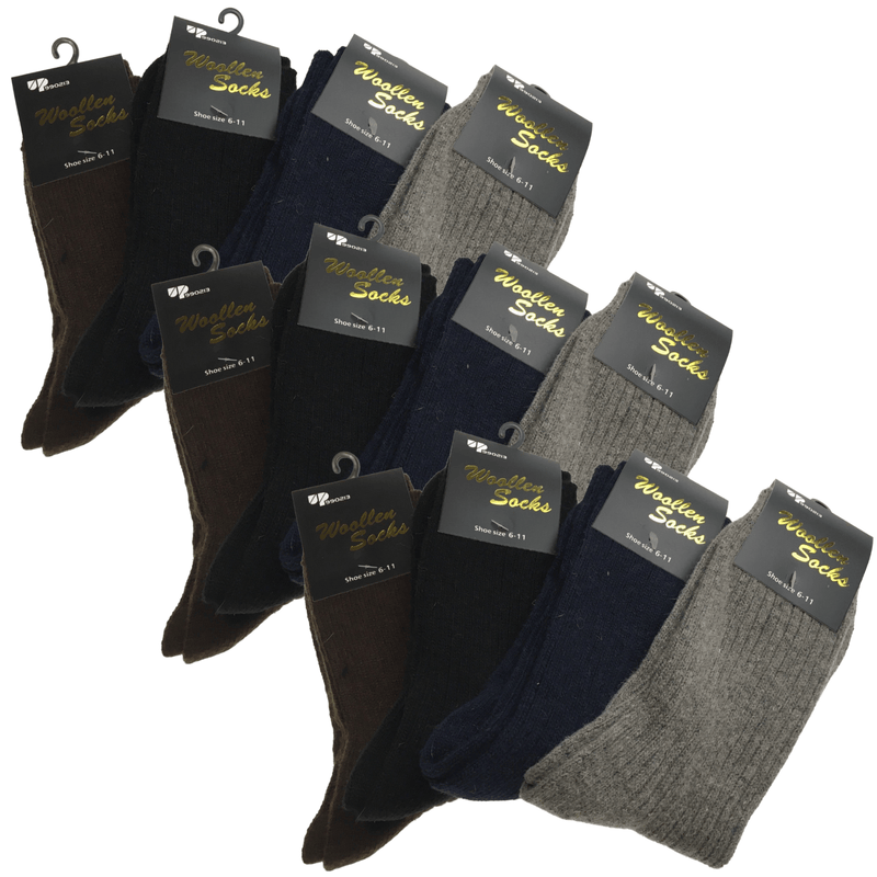 12 Pairs WOOL BLEND SOCKS Mens Soft Thick Work Thermal Warm Cushion Sock BULK Payday Deals