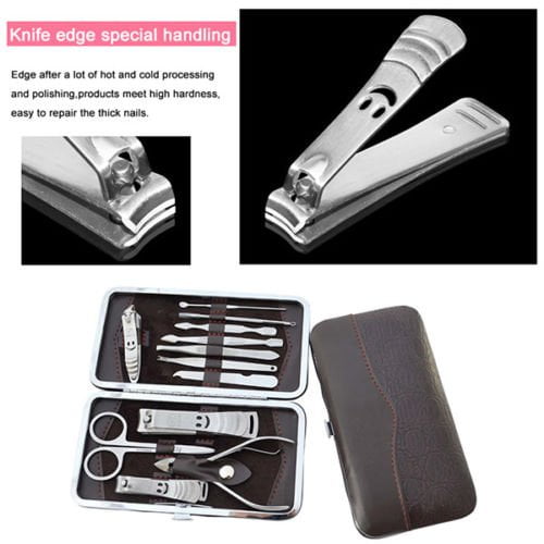 12 Pcs/set Manicure Pedicure Kit Nail Clippers Professional Grooming Kit Payday Deals