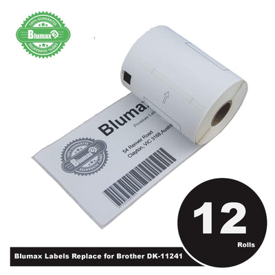12 Roll Blumax Alternative Large Shipping White Refill labels for Brother DK-11241 102mm x 152mm 200L
