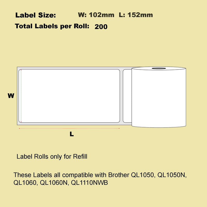 12 Roll Blumax Alternative Large Shipping White Refill labels for Brother DK-11241 102mm x 152mm 200L Payday Deals