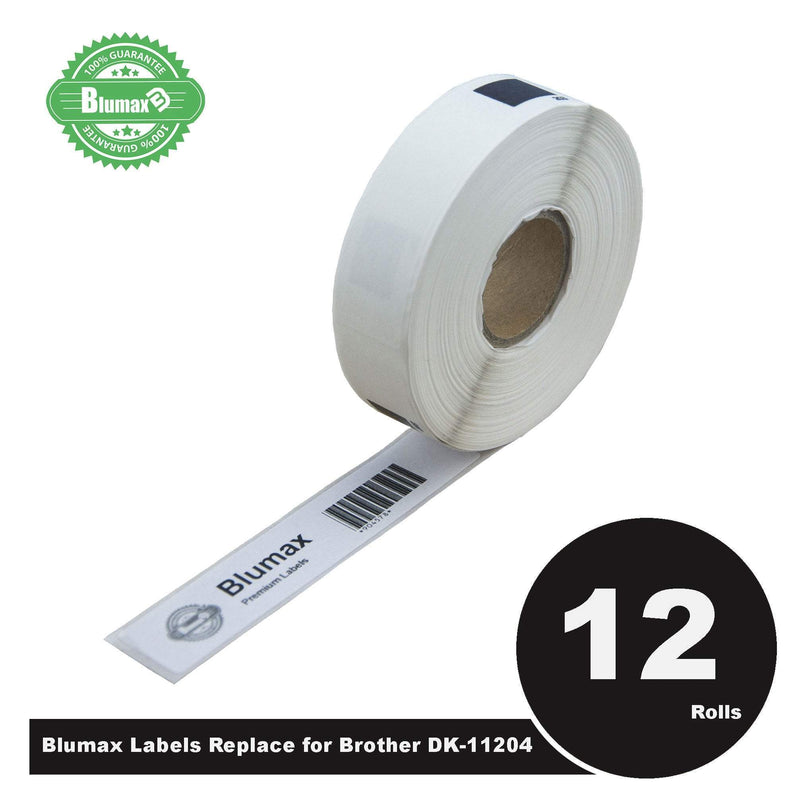12 Roll Blumax Alternative Multi-Purpose Address White Refill labels for Brother DK-11204 17mm x 54mm 400L Payday Deals