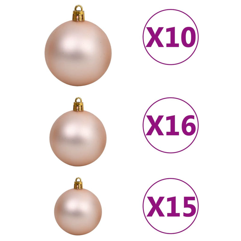 120 Piece Christmas Ball Set with Peak and 300 LEDs Rose Gold Payday Deals