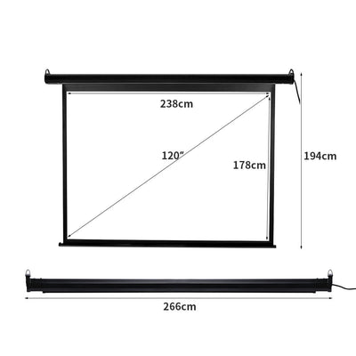 120" Projector Screen Electric Motorised Projection 3D Home Cinema 4:3 Black Payday Deals