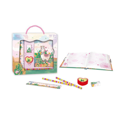 Llama Fancy Stationery Diary Ruler Eraser Sharpener Pencils Gift Set