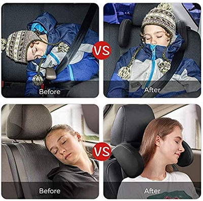 Car Travel Headrest 180°Adjustable and Washable Pillow PU Lether