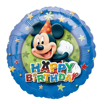 Mickey Mouse Happy Birthday Stars Round Foil Balloon