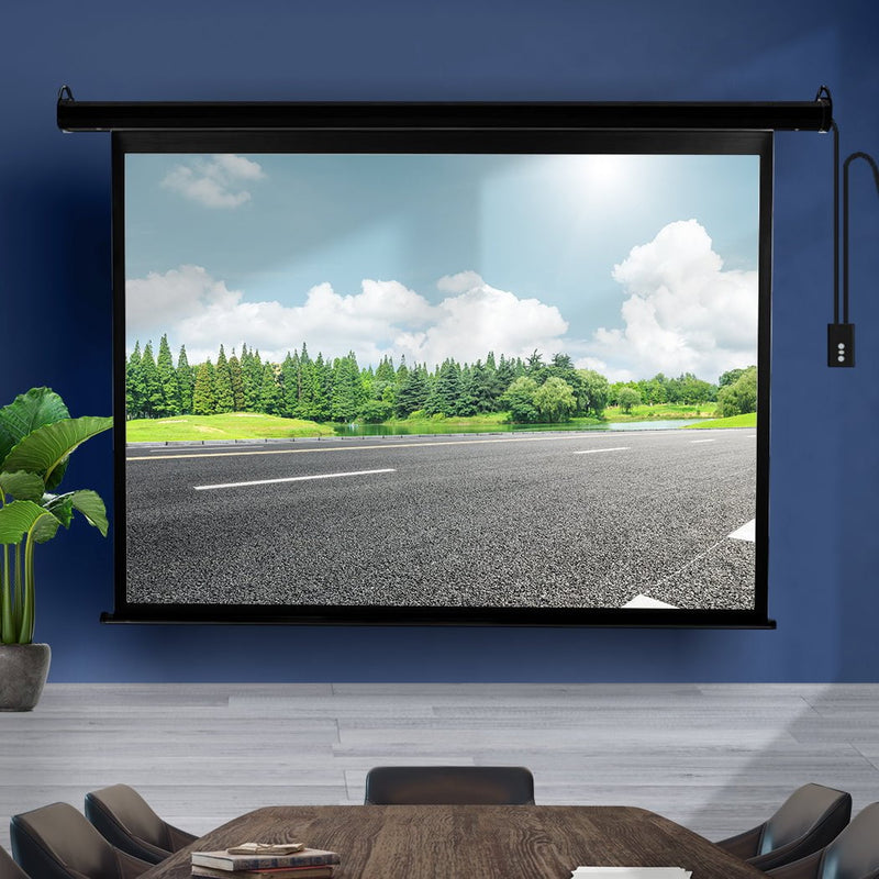 125" Projector Screen Electric Motorised Projection 3D Home Cinema 4:3 Black Payday Deals