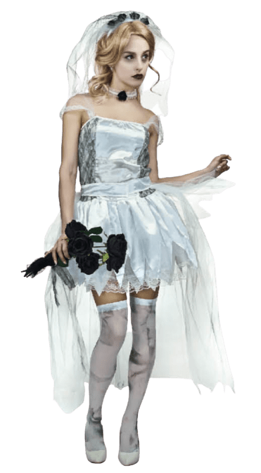 Adult Ghost Zombie Corpse Bride Fancy Dress Up Halloween Book Week Costume