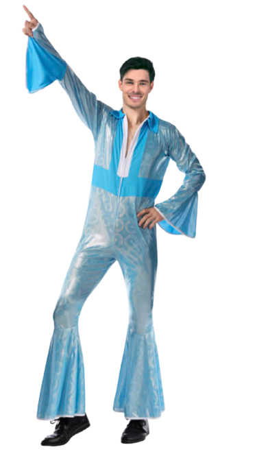 Mens Disco Jumpsuit Costume 1970s Fancy Dress Outfit Adult 70s