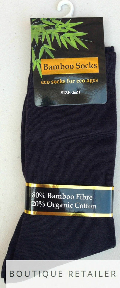 12 Pairs BAMBOO SOCKS Eco Friendly Organic Cotton Natural Business Unisex - Black - 6-11