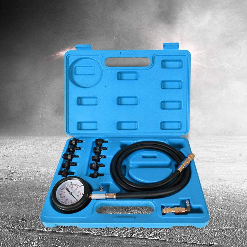 12pcs Engine Oil Pressure Test Tool Kit Tester Gauge Diagnostic Automotive Blue Payday Deals