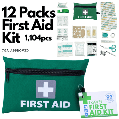 12pk Travel First Aid Kit Bag 1104pcs Medical Workplace Survival Set Home Car Family Emergency Treatment Rescue Payday Deals