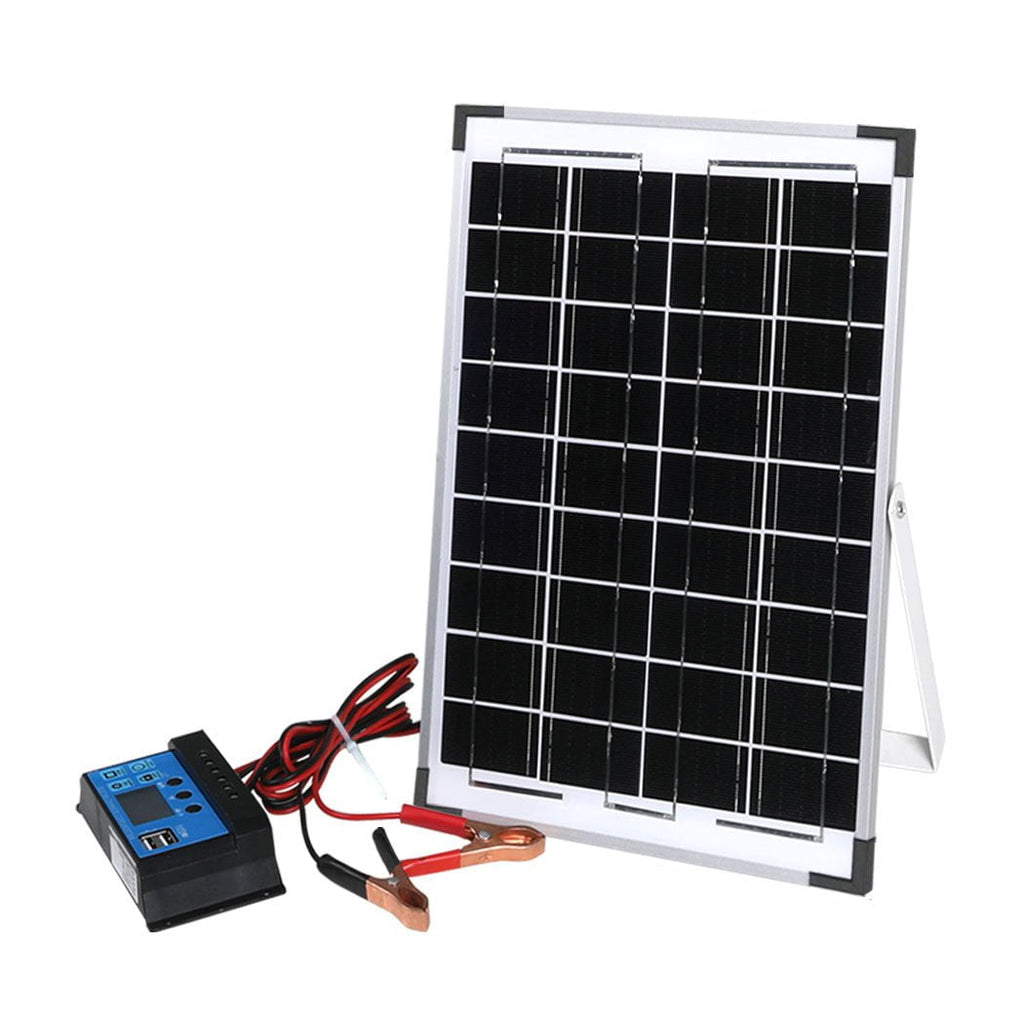 12V 10W Solar Panel Kit MONO Caravan Regulator RV Camping Power Charging idrop Australia