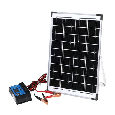 12V 10W Solar Panel Kit MONO Caravan Regulator RV Camping Power Charging Payday Deals