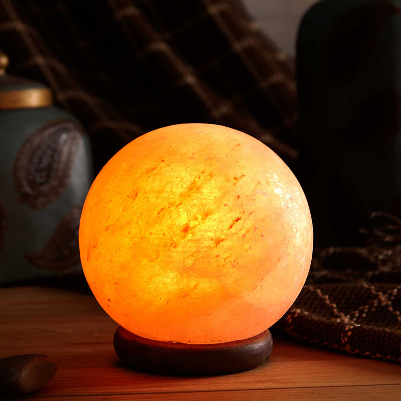 12V 12W 5" Ball Himalayan Pink Salt Lamp Carved Rock Crystal Light Bulb On/Off Payday Deals