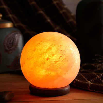 12V 12W 6.5" Ball Himalayan Pink Salt Lamp Carved Rock Crystal Light Bulb On/Off Payday Deals