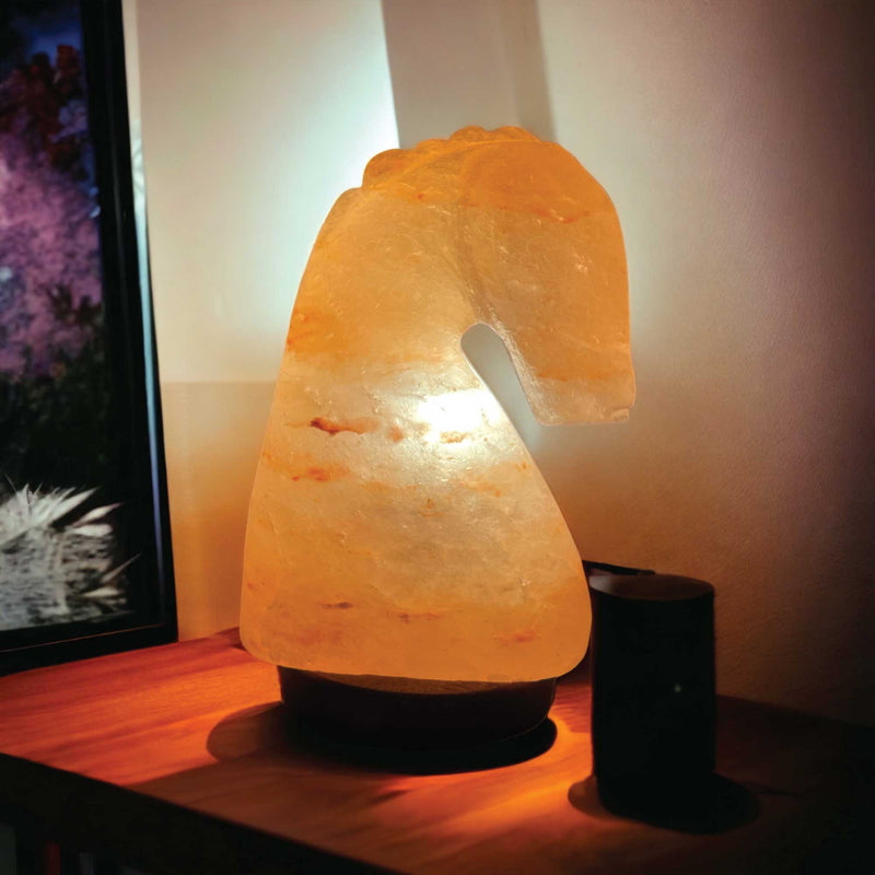 12V 12W Horse Himalayan Pink Salt Lamp Carved Knight Rock Crystal Light Bulb On/Off Payday Deals