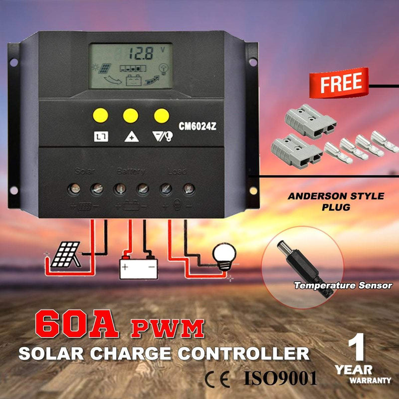 12V/24V LCD Solar Panel Battery Regulator Charge Controller Auto PWM