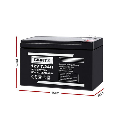 Giantz 12V 7.2Ah SLA Battery AGM Rechargeable Sealed Lead Acid Battery Payday Deals