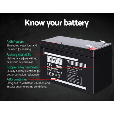 Giantz 12V 9Ah SLA Battery AGM Rechargeable Sealed Lead Acid Battery Payday Deals