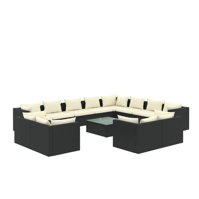 13 Piece Garden Lounge Set with Cushions Black Poly Rattan Payday Deals