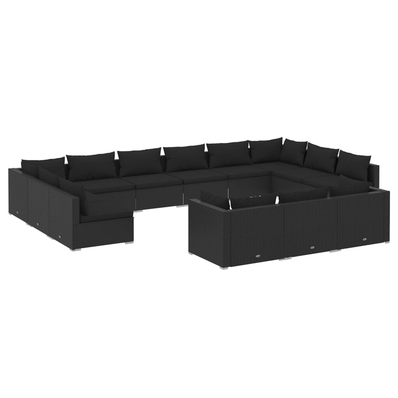 13 Piece Garden Lounge Set with Cushions Black Poly Rattan Payday Deals