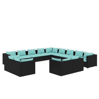 13 Piece Garden Lounge Set with Cushions Black Poly Rattan Payday Deals