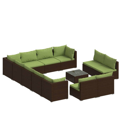 13 Piece Garden Lounge Set with Cushions Brown Poly Rattan Payday Deals