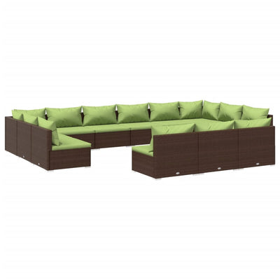 13 Piece Garden Lounge Set with Cushions Brown Poly Rattan Payday Deals