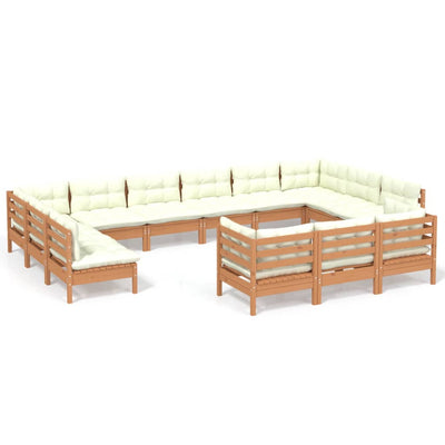13 Piece Garden Lounge Set with Cushions Honey Brown Pinewood Payday Deals