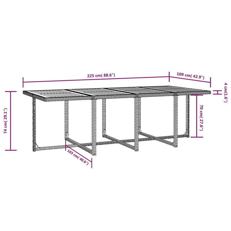 13 Piece Outdoor Dining Set Poly Rattan and Acacia Wood Black Payday Deals